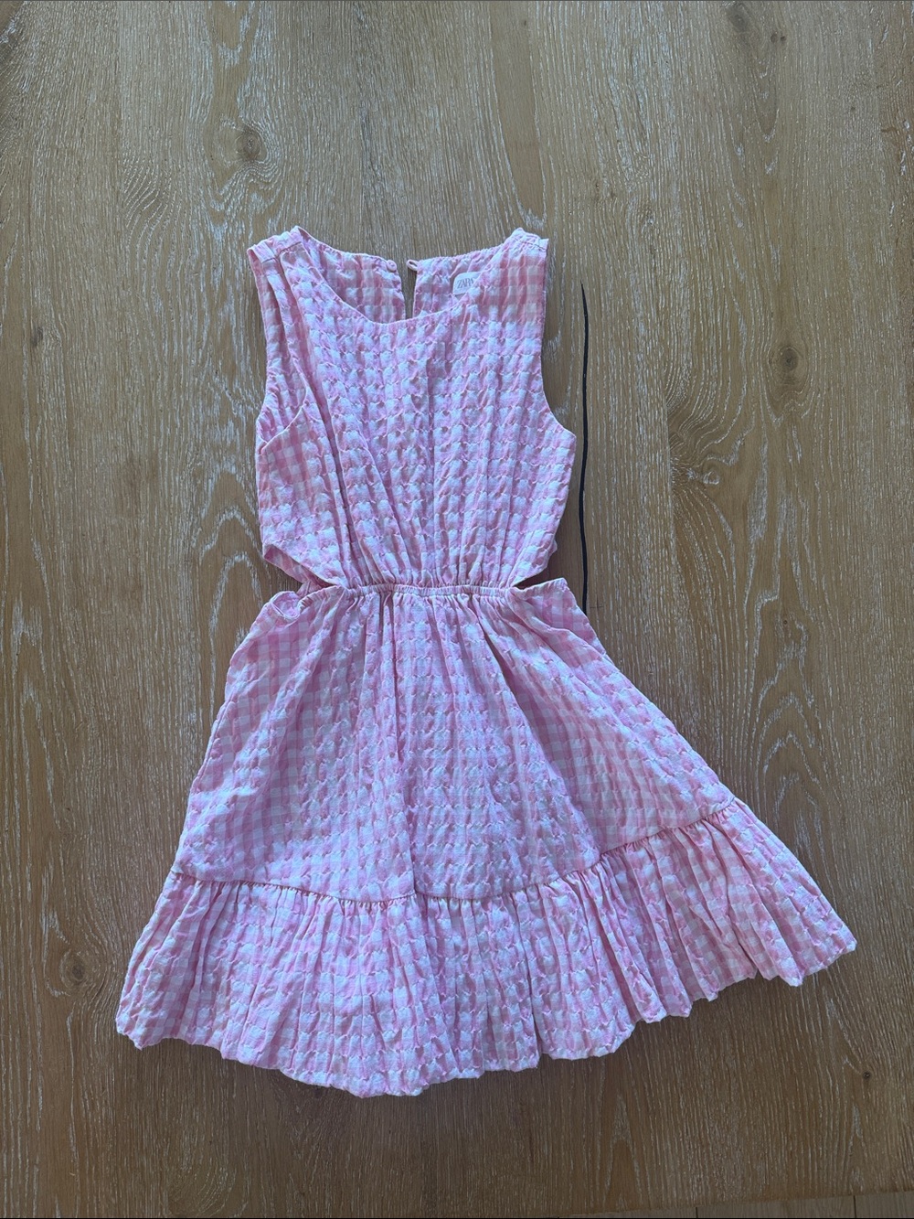 Zara Pink Textured Tiered Dress for Girls